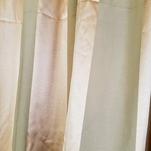 Country Curtain Panels (2) Light Gold Satin Stripe 99W x 84L Cotton Blend Lined - Picture 5 of 10